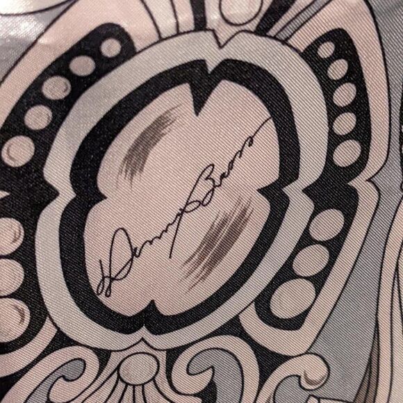 DENNIS SHADES OF GRAY, BLACK & WHITE MULTI PATTERN SCARF - LIKE NEW - Picture 3 of 5